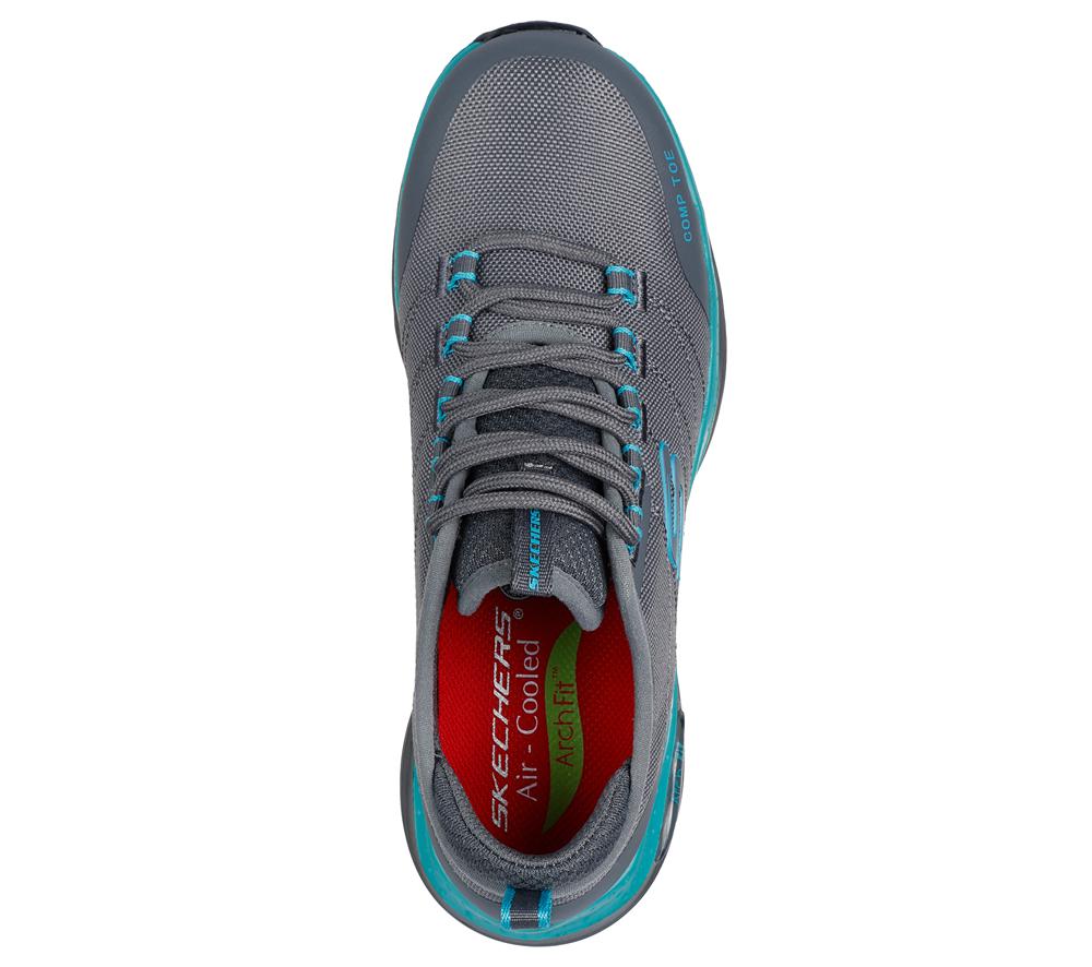 Women Skechers Work: Arch Fit SR - Ebinal Work Shoes Grey / Aqua  USA |  7613-KQNFR