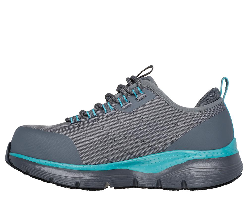 Women Skechers Work: Arch Fit SR - Ebinal Work Shoes Grey / Aqua  USA |  7613-KQNFR