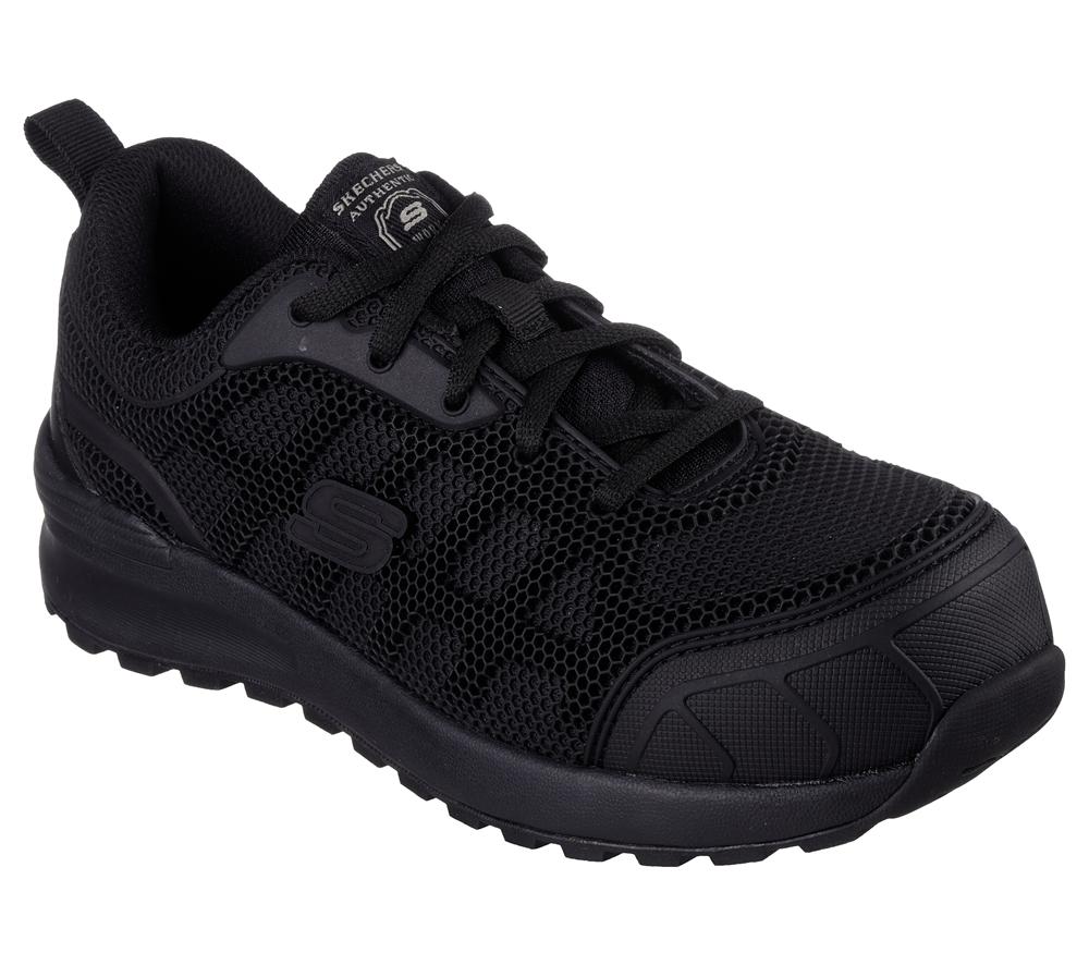 Women Skechers Work: Bulklin - Ayak Comp Toe Lace Up Shoes Black  USA |  2731-MJNKE