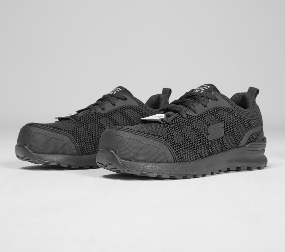 Women Skechers Work: Bulklin - Ayak Comp Toe Work Shoes Black  USA |  6234-LGAZK