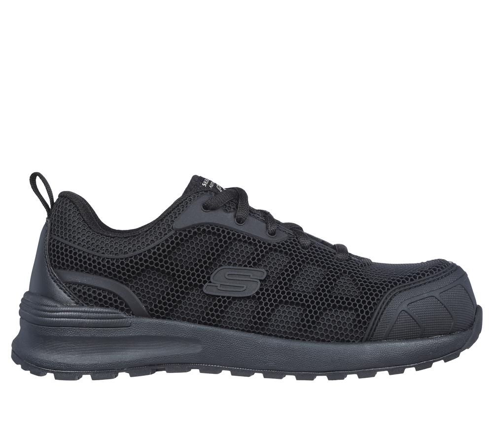 Women Skechers Work: Bulklin - Ayak Comp Toe Work Shoes Black  USA |  6234-LGAZK