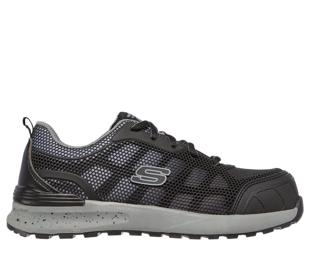 Women Skechers Work: Bulklin - Lyndale Comp Toe Lace Up Shoes Black / Grey  USA |  0719-HCRSF