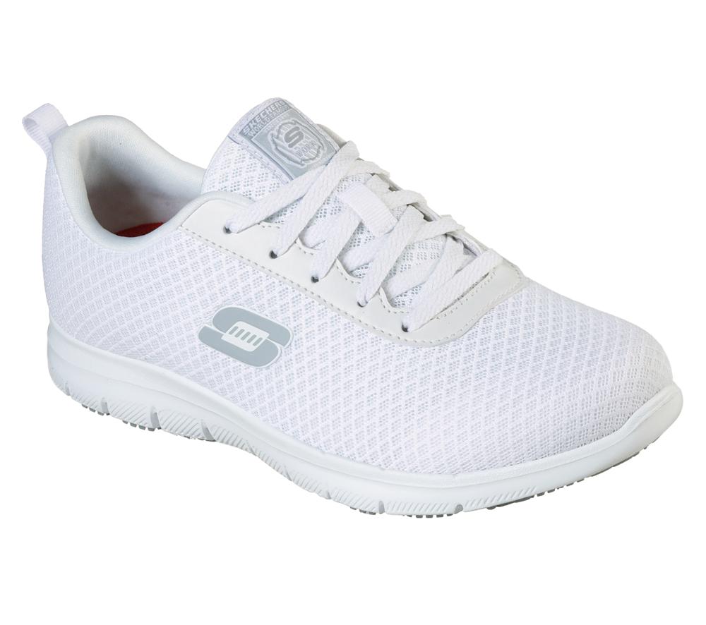Women Skechers Work Relaxed Fit: Ghenter - Bronaugh SR Sneakers White  USA |  9320-FXBJS