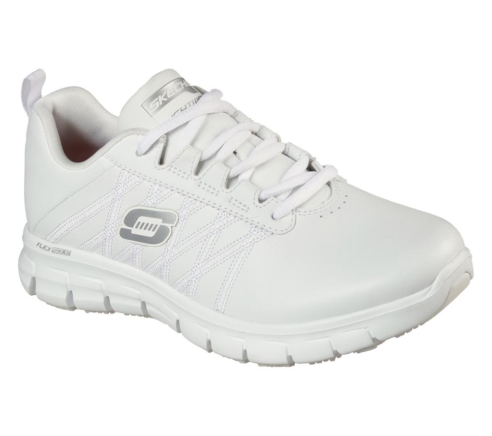 Women Skechers Work Relaxed Fit: Sure Track - Erath SR Work Shoes White  USA |  8216-HFNQP
