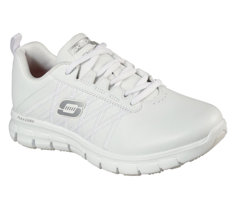Women Skechers Work Relaxed Fit: Sure Track - Erath SR Work Shoes White  USA |  8216-HFNQP