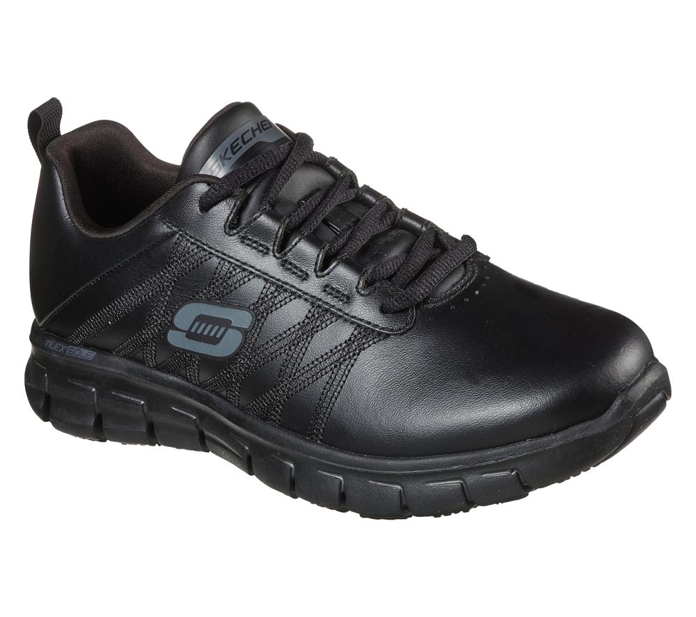 Women Skechers Work Relaxed Fit: Sure Track - Erath SR Work Shoes Black  USA |  4250-SMOZW