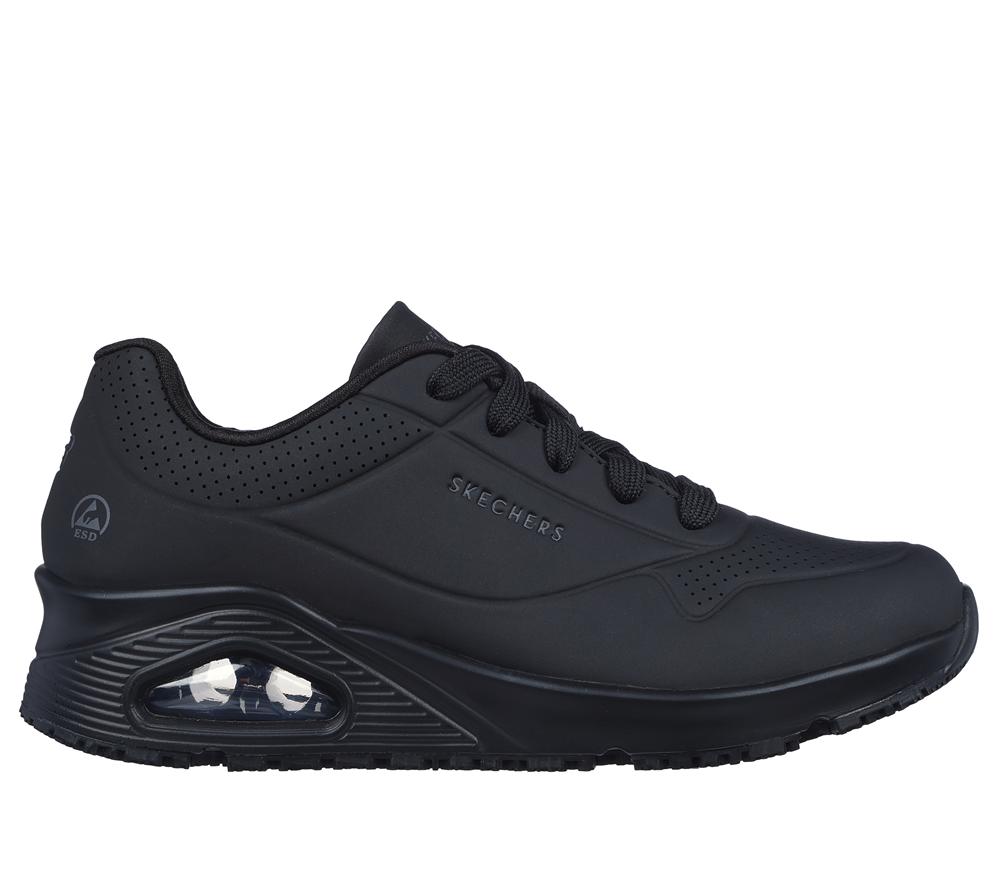 Women Skechers Work: Uno SR Lace Up Shoes Black  USA |  4163-ODFVQ