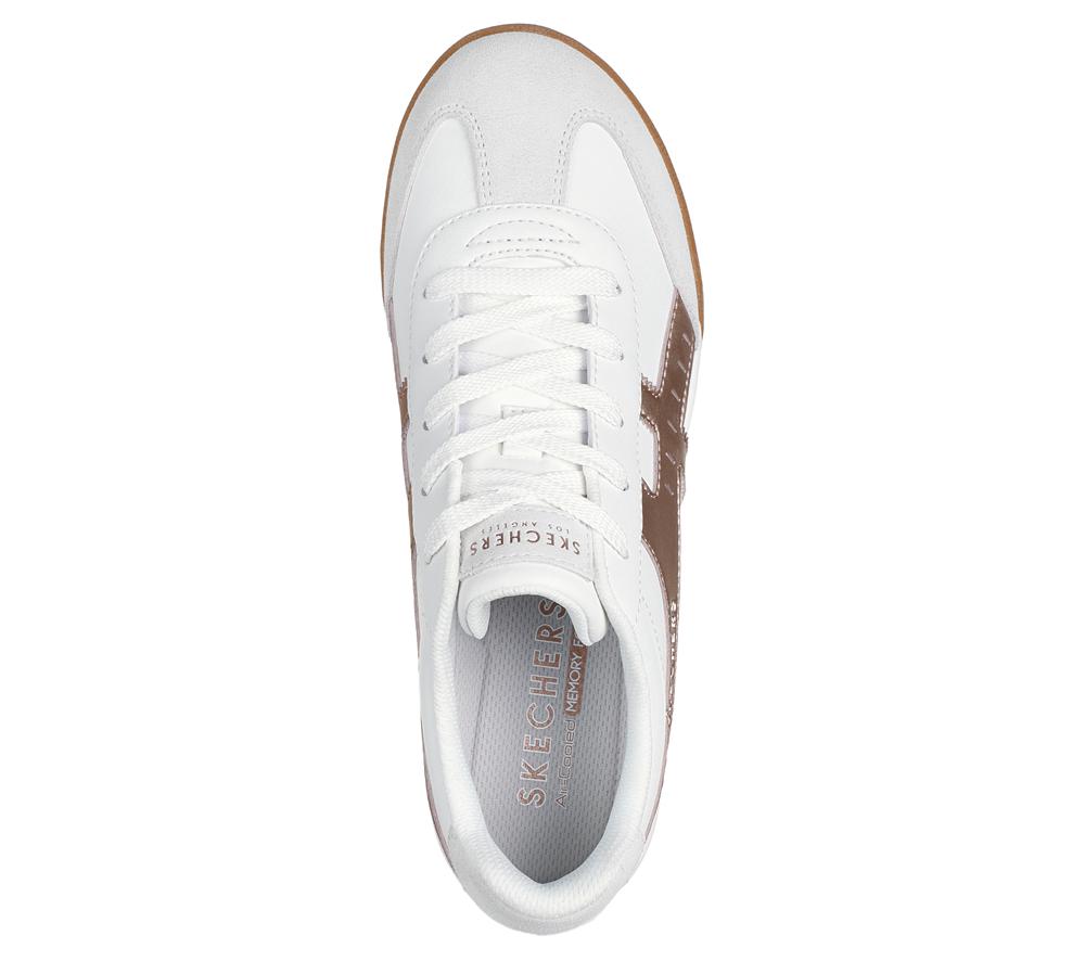 Women Skechers Zinger - Metallic Roads Lace Up Shoes White / Rose Gold  USA |  0867-JZGCP