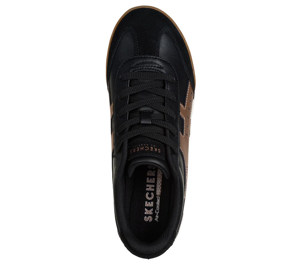 Women Skechers Zinger - Metallic Roads Lace Up Shoes Black / Rose Gold  USA |  5327-ISTPX
