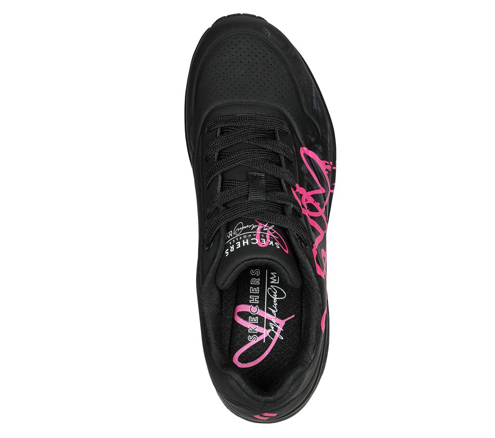 Women Skechers x JGoldcrown: Uno - Dripping In Love Wedges Black / Pink  USA |  8129-NSAXJ