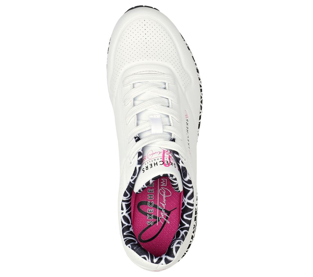 Women Skechers x JGoldcrown: Uno - Loving Love Wedges White / Black  USA |  5217-XILFP