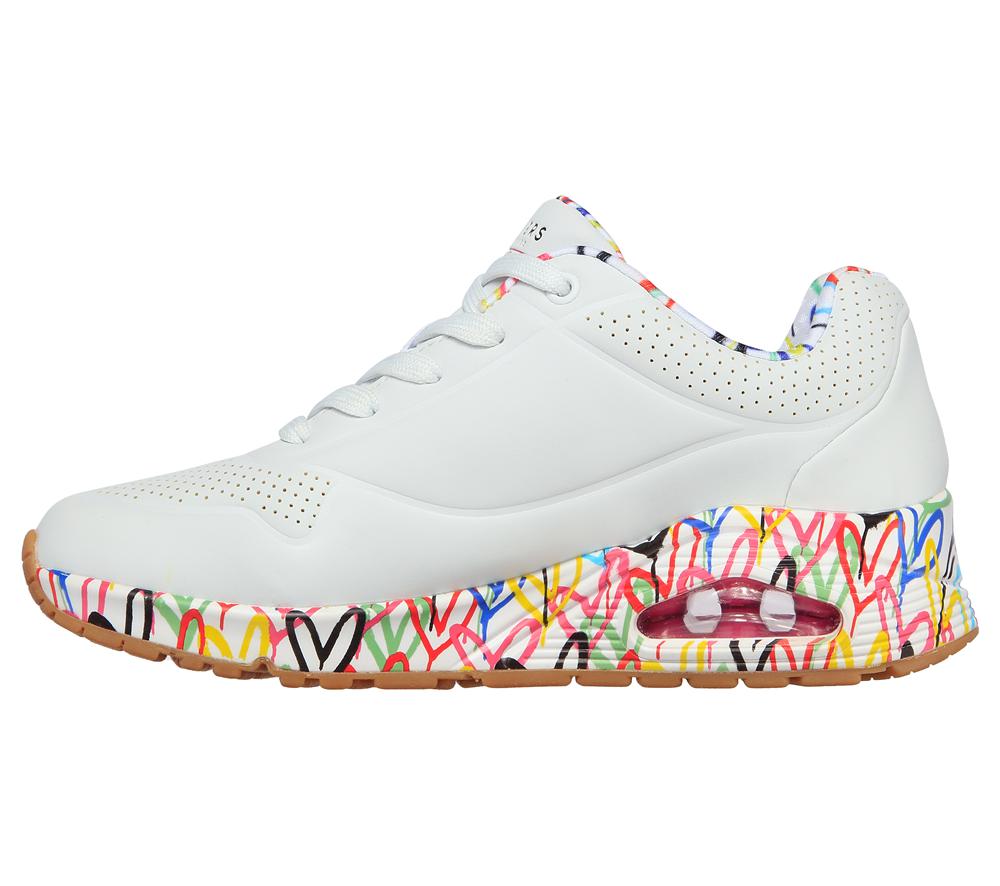 Women Skechers x JGoldcrown: Uno - Loving Love Wedges White  USA |  4083-FQZEA