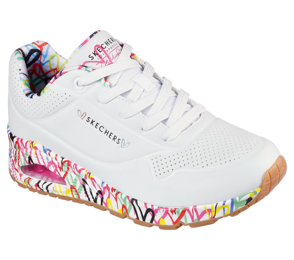 Women Skechers x JGoldcrown: Uno - Loving Love Wedges White  USA |  4083-FQZEA