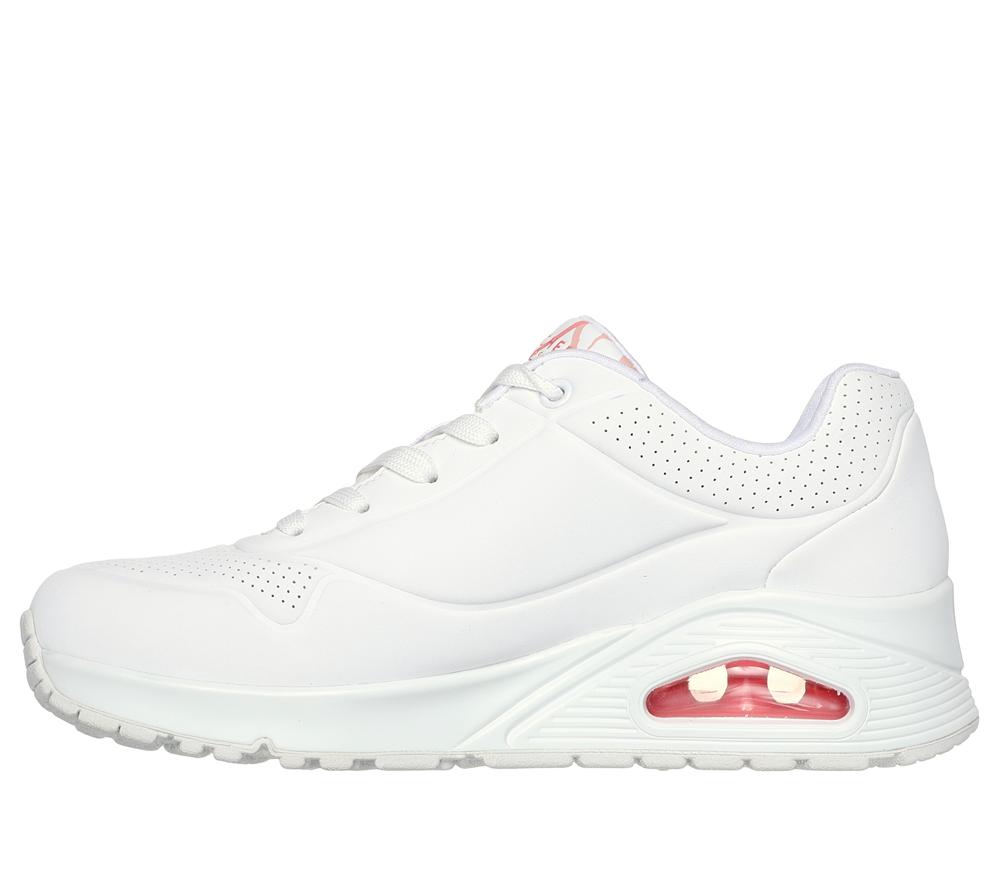 Women Skechers x JGoldcrown: Uno - Spread the Love Wedges White / Coral  USA |  3965-KYFNJ