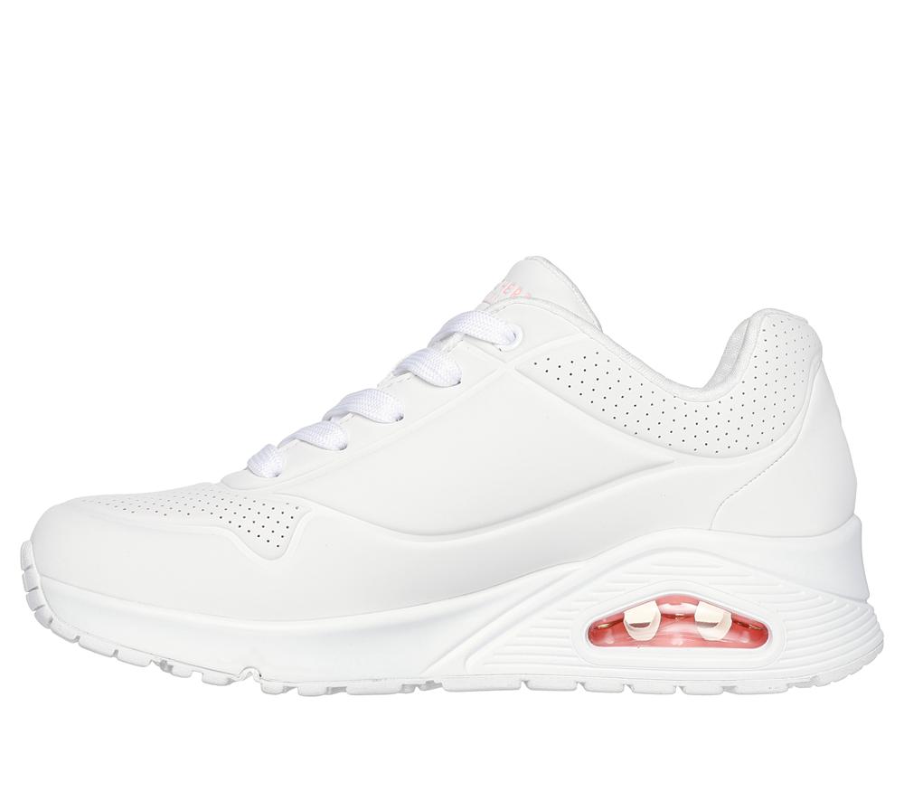 Women Skechers x JGoldcrown: Uno - Spread the Love Sneakers White / Pink Turquoise  USA |  1598-HIYRM